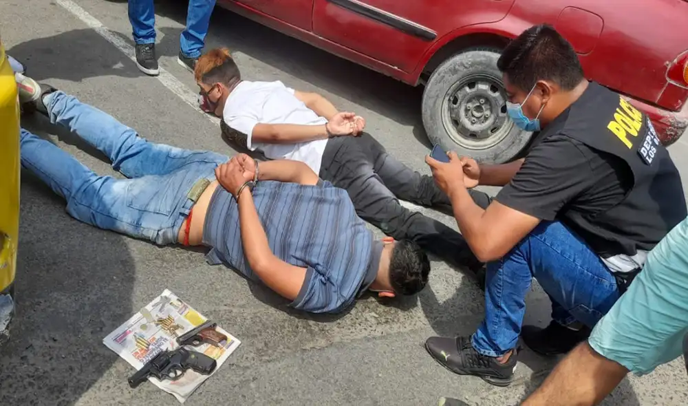 Uno de los detenidos registra antecedentes por tenencia ilegal de armas, tráfico ilícito de drogas y lesiones por arma de fuego. Foto: Grace Mora / URPI - GLR