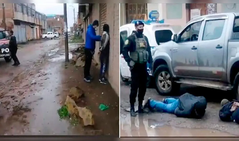 Presuntos delincuentes fueron sometidos por agentes de la Policía. Foto: PNP