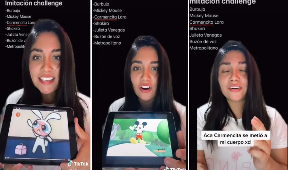 Con una gran facilidad para modular su timbre de voz y entonación, comenzó a replicar a varios personajes. Foto: captura de TikTok