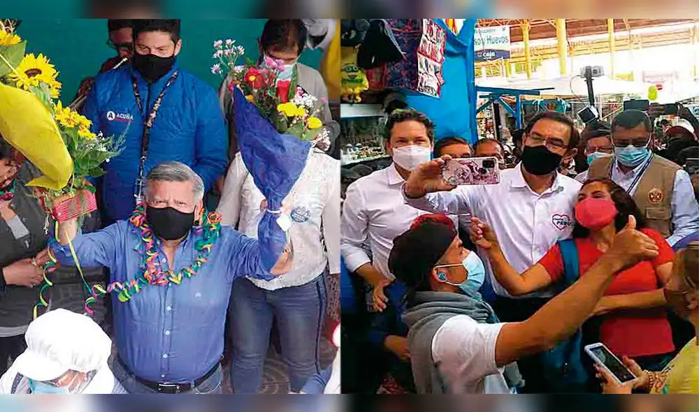 César Acuña y Martín Vizcarra llegaron a Arequipa en los últimos días. Fue casi imposible mantener el distanciamiento. Foto: Composición La República.