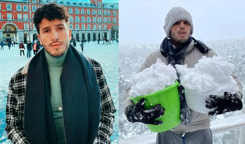 Sebastián Yatra se encuentra en plena tormenta de nieve en Madrid. Foto: composición Sebastián Yatra/ Instagram