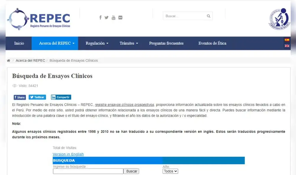 Repec está enmarcado en el Reglamento de Ensayos Clínicos aprobado por el Gobierno. Foto: difusión