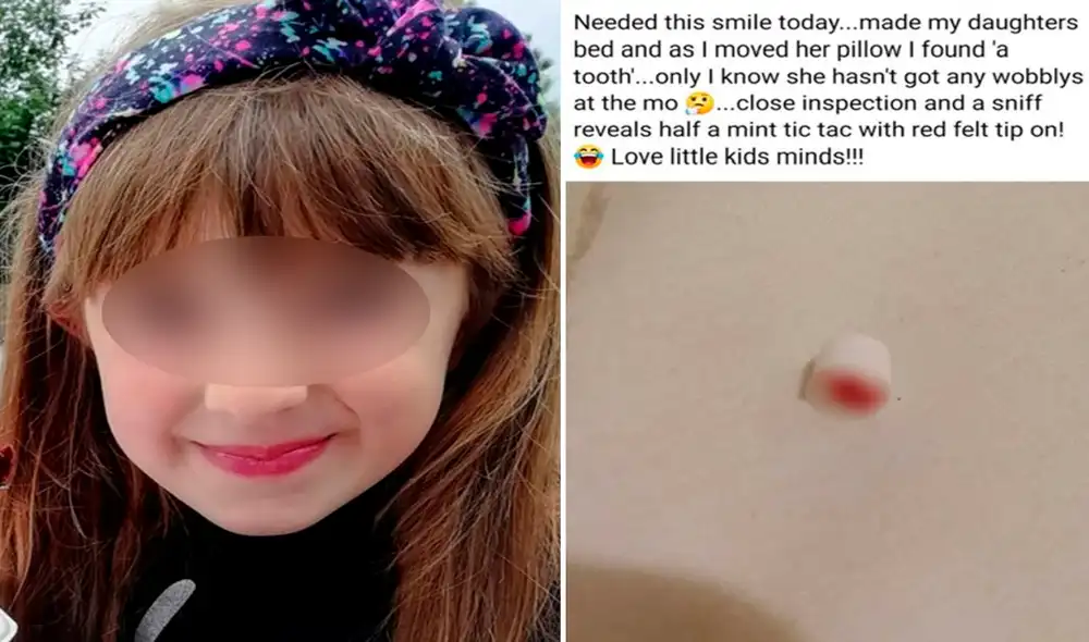 La niña quiso engañar al Hada de los Dientes con una pastilla de menta. Foto: captura de Facebook