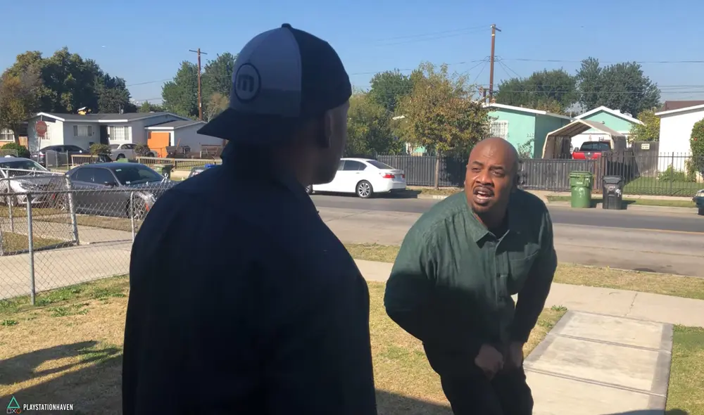 Los actores Gerald ‘Slink’ Johnson y Shawn Fonteno se animaron a recrear el popular meme de GTA V. Foto: captura de YouTube