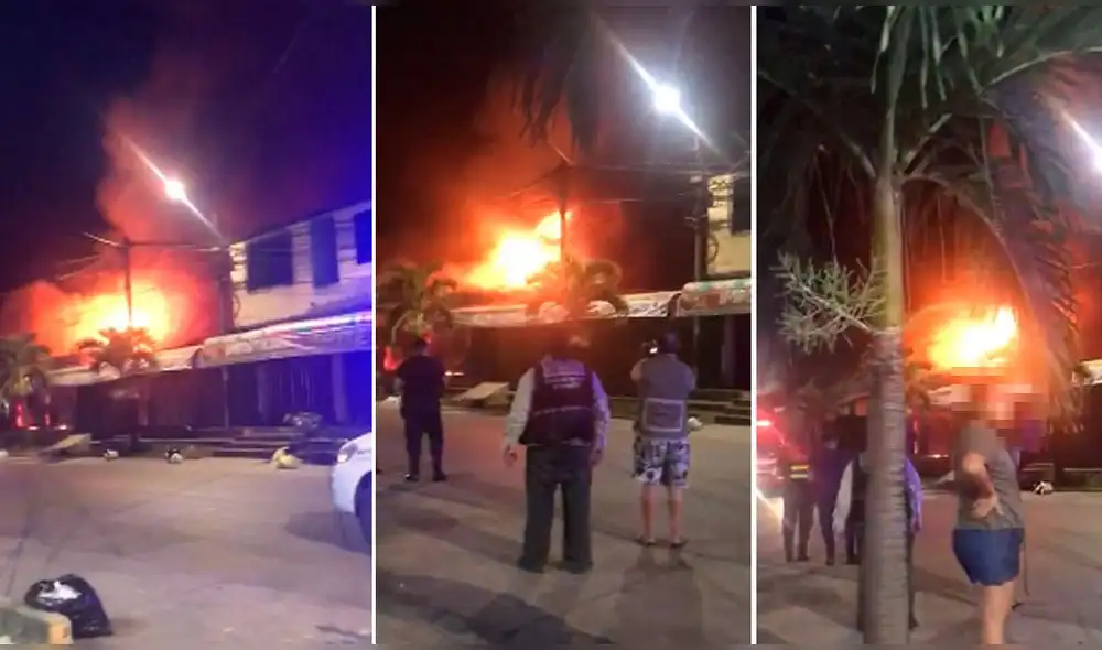 Pese a falta de agua, los bomberos lograron mitigar las llamas. Foto: captura de video/Richard Ramos Pese a falta de agua, los bomberos lograron mitigar las llamas. Foto: captura de video/Richard Ramos