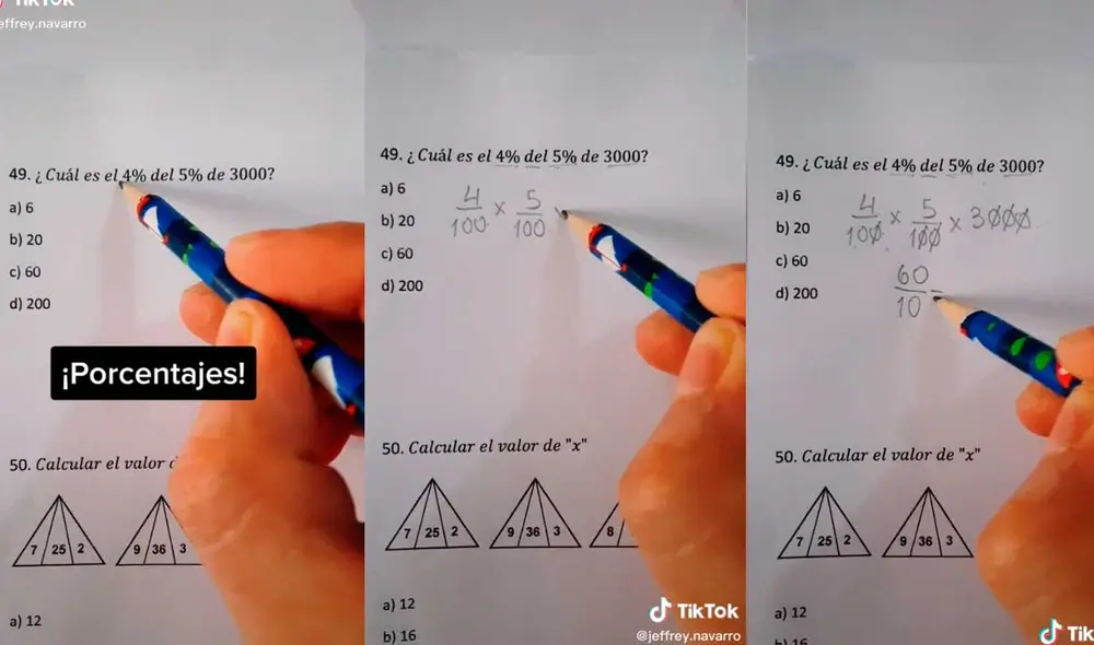 Con este sencillo método podrás resolver complicados problemas matemáticos en poco tiempo. Foto: captura de TiKTok/@jeffrey.navarro Con este sencillo método podrás resolver complicados problemas matemáticos en poco tiempo. Foto: captura de TiKTok/@jeffrey.navarro