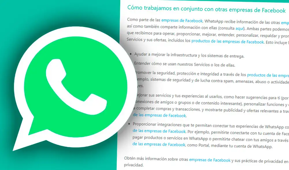 La decisión de cambiar la política de privacidad no ha cambiado, pero sí se ha retrasado la fecha original del 8 de febrero para asegurar una mejor comunicacíón sin "información errónea". Foto: WhatsApp, composición