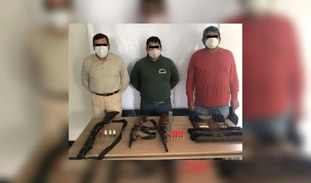 Los intervenidos y armas de fuego fueron puestos a disposición de la Depincri de Chepén. Foto: PNP