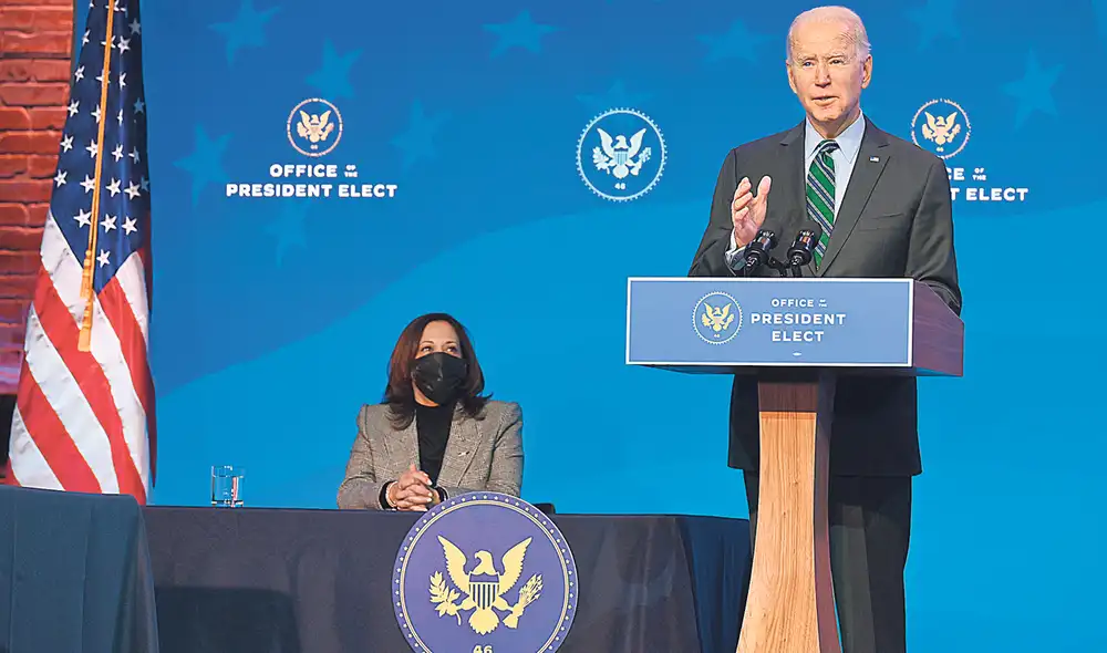 Demócratas. Biden y Harris asumirán el Ejecutivo con EEUU como la nación con más contagios y decesos por la pandemia. Foto: AFP Demócratas. Biden y Harris asumirán el Ejecutivo con EEUU como la nación con más contagios y decesos por la pandemia. Foto: AFP