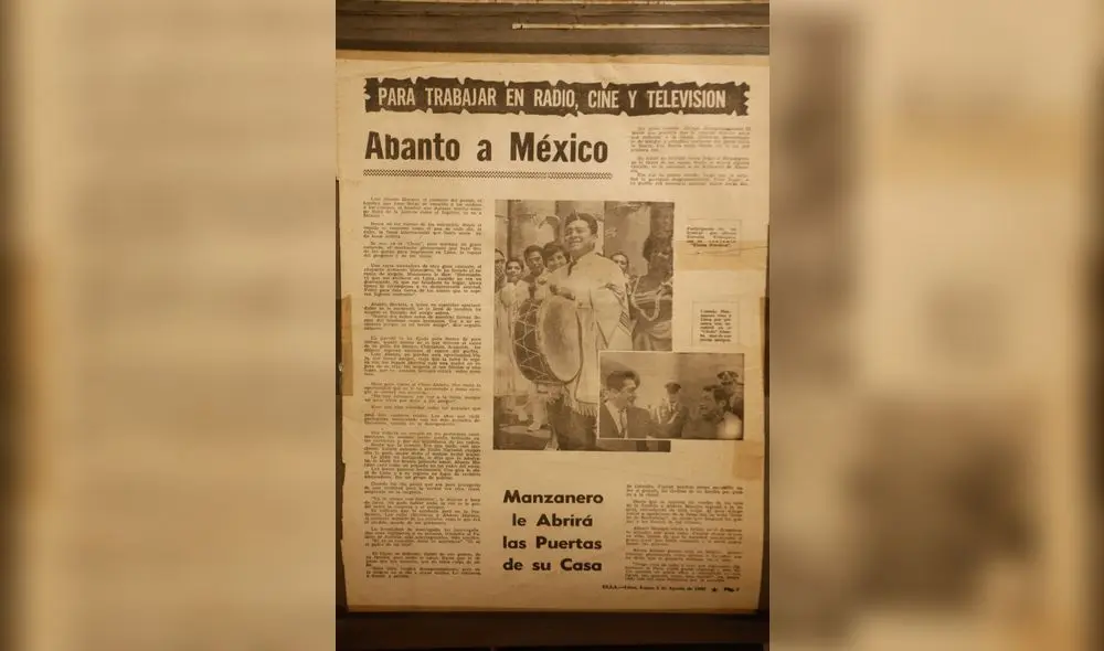 Un recorte de 1968 anuncia que Abanto se va a México para encontrarse con Manzanero.