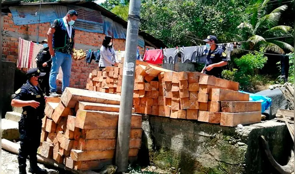 Operativo permitió incautar un importante número de madera de procedencia ilegal. Foto: Ministerio Público.