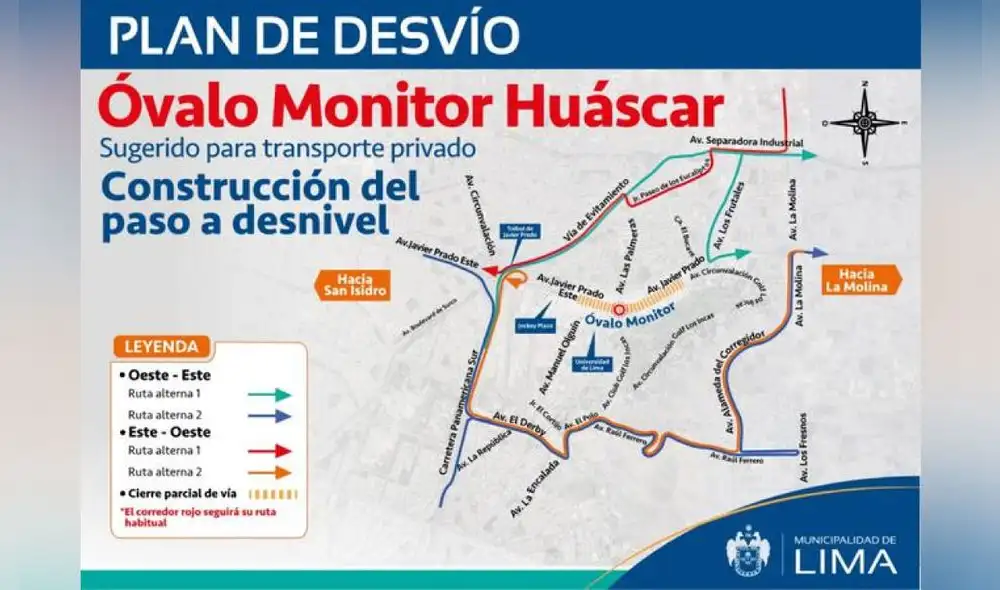 Desvíos sugeridos ante las obras. Foto: MuniLima Desvíos sugeridos ante las obras. Foto: MuniLima