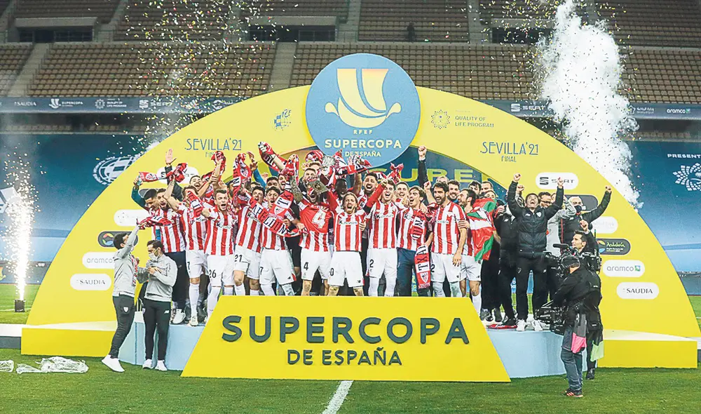 Festejo. En 4 días, el Athletic dejó en el camino al Real Madrid y al Barcelona. En abril jugará la final de la Copa del Rey 2020. Foto: difusión