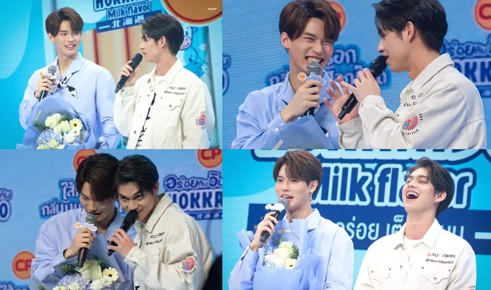 Bright y Win en el evento especial de una conocida marca de salchichas tailandesa. Foto: composición LR / @brightwinLAT