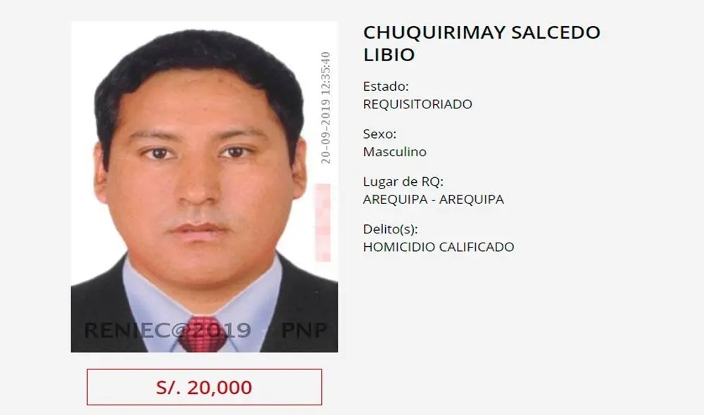 Fue detenido en en un operativo de control de identidad. Foto: Programa de Recompensas del Mininter