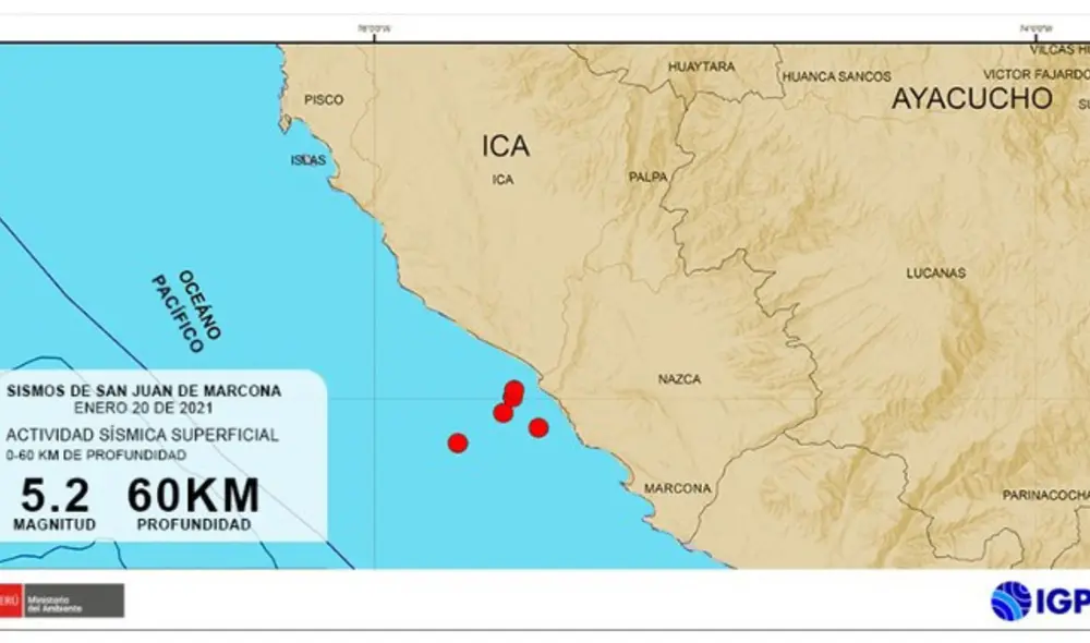 El documento difundido por el IGP también precisó que en el mes de enero se registraron 35 movimientos telúricos. Foto: IGP