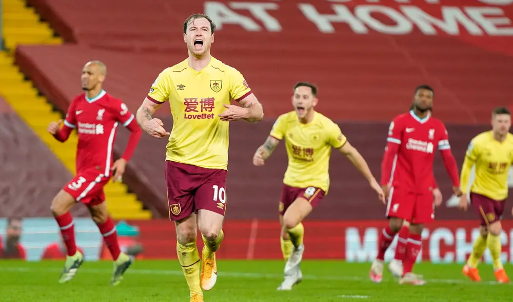 Burnley venció 1-0 a Liverpool en Anfield por la fecha 18 de la Premier League. Foto: EFE