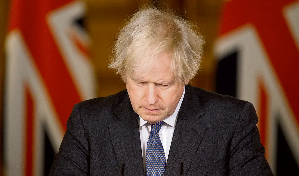 Televisado. El primer ministro de Reino Unido, Boris Johnson, en conferencia virtual nacional. Foto: AFP Televisado. El primer ministro de Reino Unido, Boris Johnson, en conferencia virtual nacional. Foto: AFP