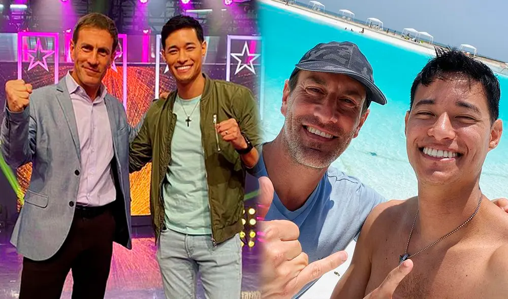 El cantante de Magneto y el percusionista peruano disfrutaron de un paseo por la piscina. Foto: Mauri Stern/Instagram