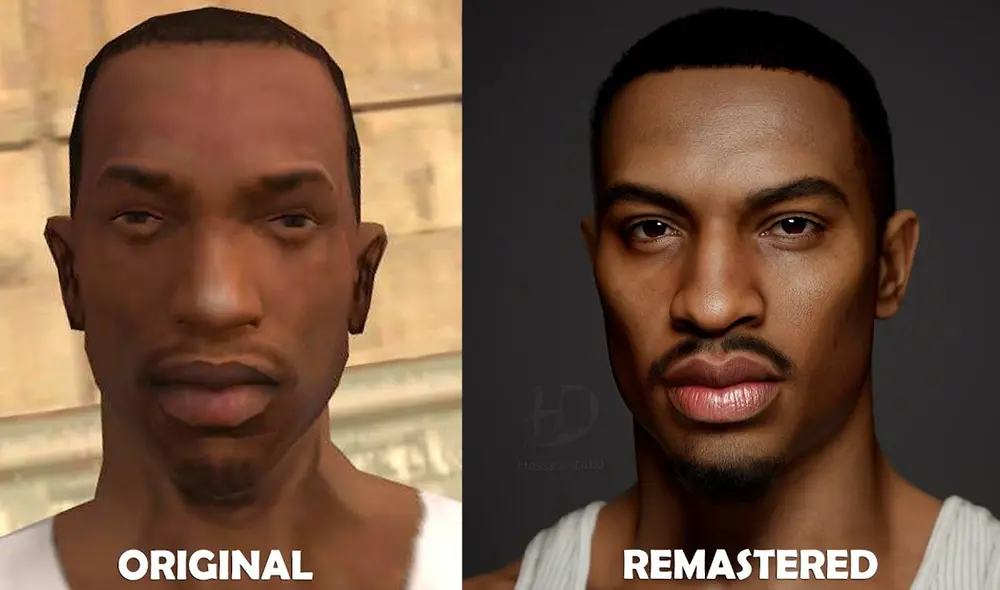Así luciría CJ, el protagonista de GTA San Andreas, si hubiera un remake para PS5. Foto: captura de YouTube