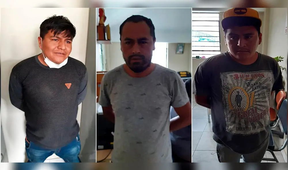 Los tres intervenidos se encuentran detenidos para seguir con las investigaciones. Foto: Policía Nacional. Los tres intervenidos se encuentran detenidos para seguir con las investigaciones. Foto: Policía Nacional.