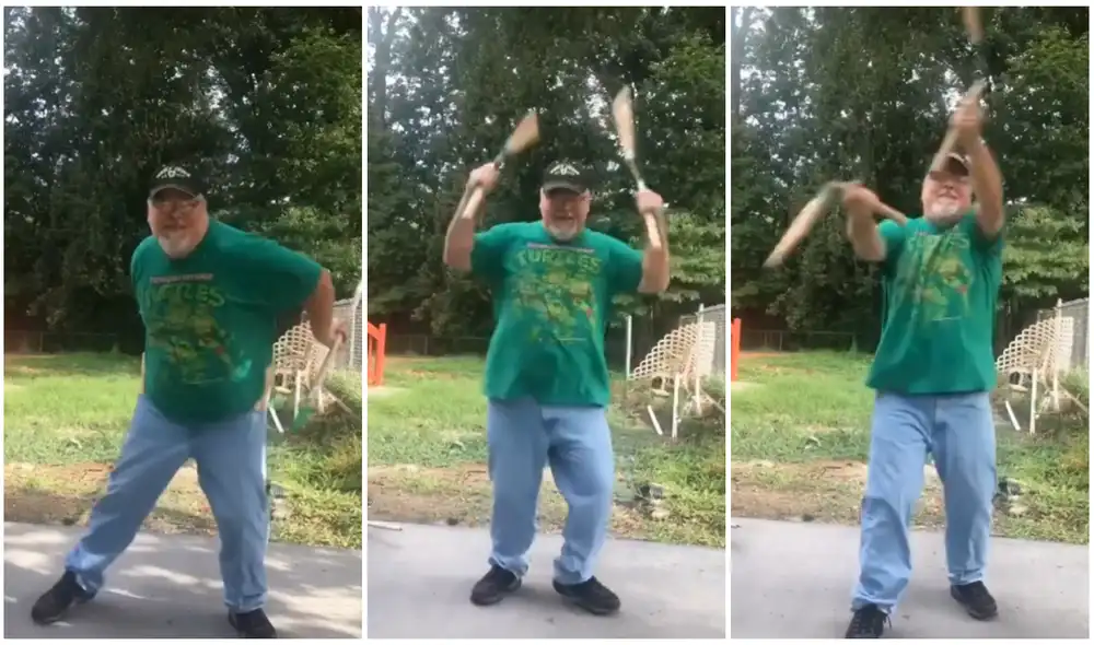 El hombre sorprendió por su habilidad con el bō y el nunchaku. Foto: captura de YouTube