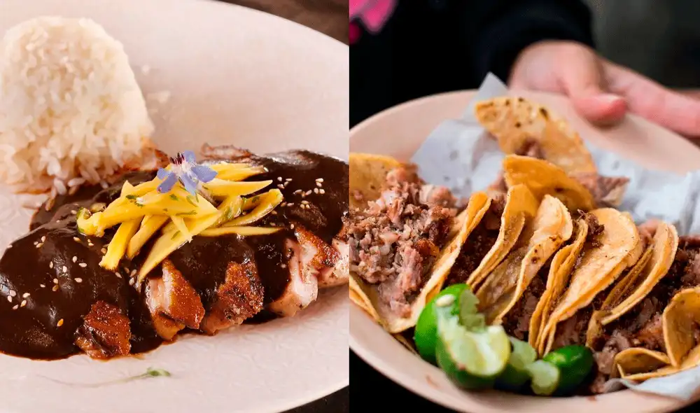 El mole y los tacos son dos de los más conocidos platos típicos de México. Foto: composición, La Nación, EFE