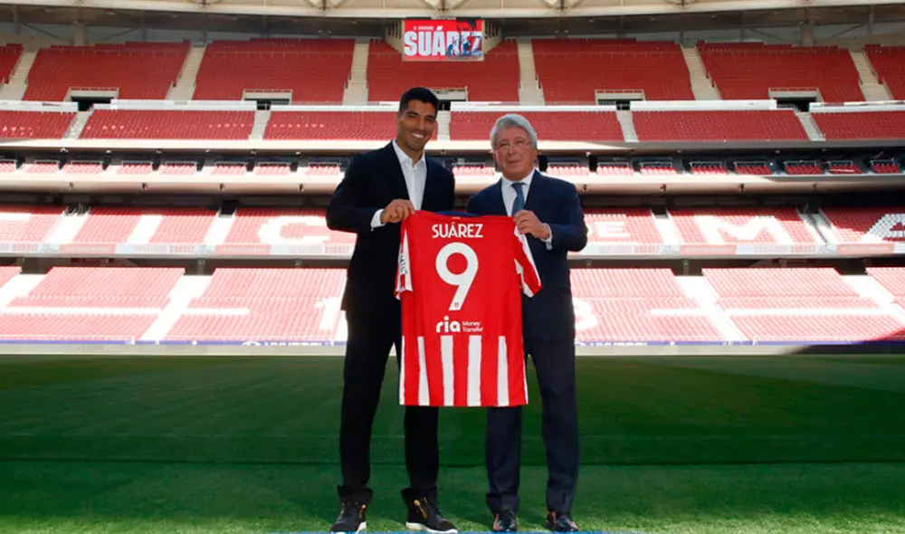 Luis Suárez recibió grandes elogios del presidente del Atlético Madrid, Enrique Cerezo. Foto: AFP