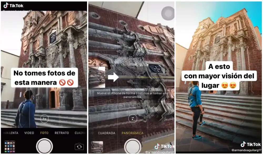 Para captar imágenes más impactantes se necesita tener un celular con cámara panorámica. Foto: Armando Aguilar/TikTok