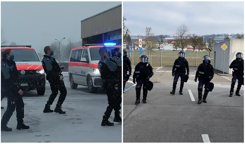 Diferentes divisiones de la policía de Zug se sumaron a la coreografía. Foto: captura YouTube de Zuger Polizei