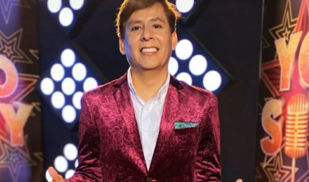 Hugo Apaza, imitador de Ricardo Montaner, en el set de Yo soy, grandes batallas. Foto: Hugo Apaza, Instagram