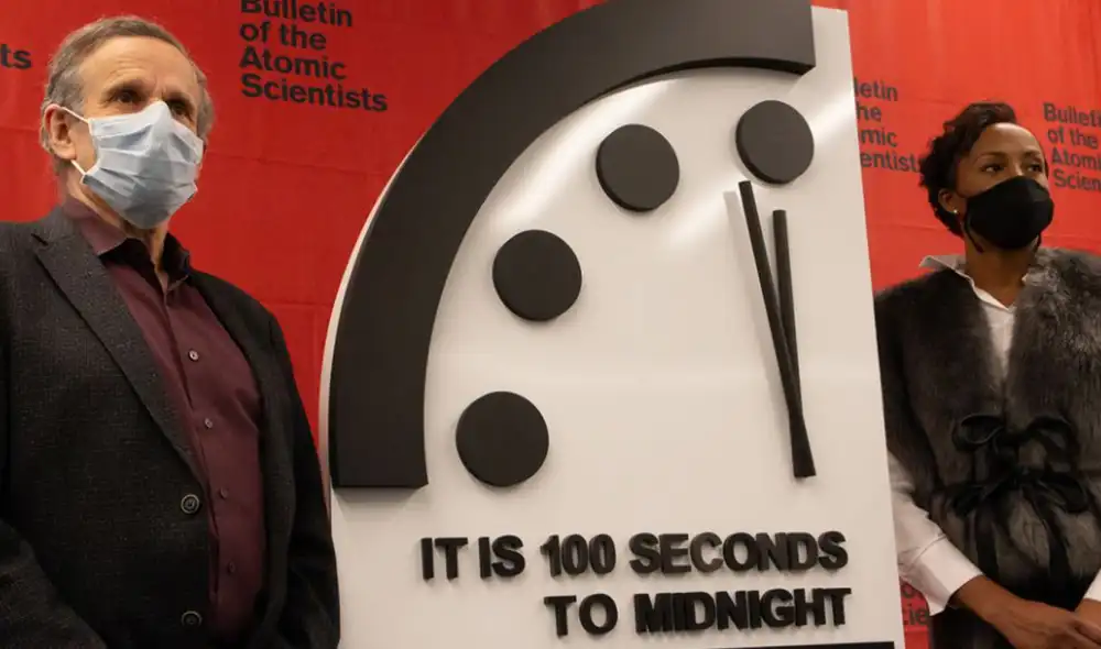 El reloj nunca ha estado más cerca de la medianoche en su historia. Foto: Boletín de Científicos Atómicos El reloj nunca ha estado más cerca de la medianoche en su historia. Foto: Boletín de Científicos Atómicos