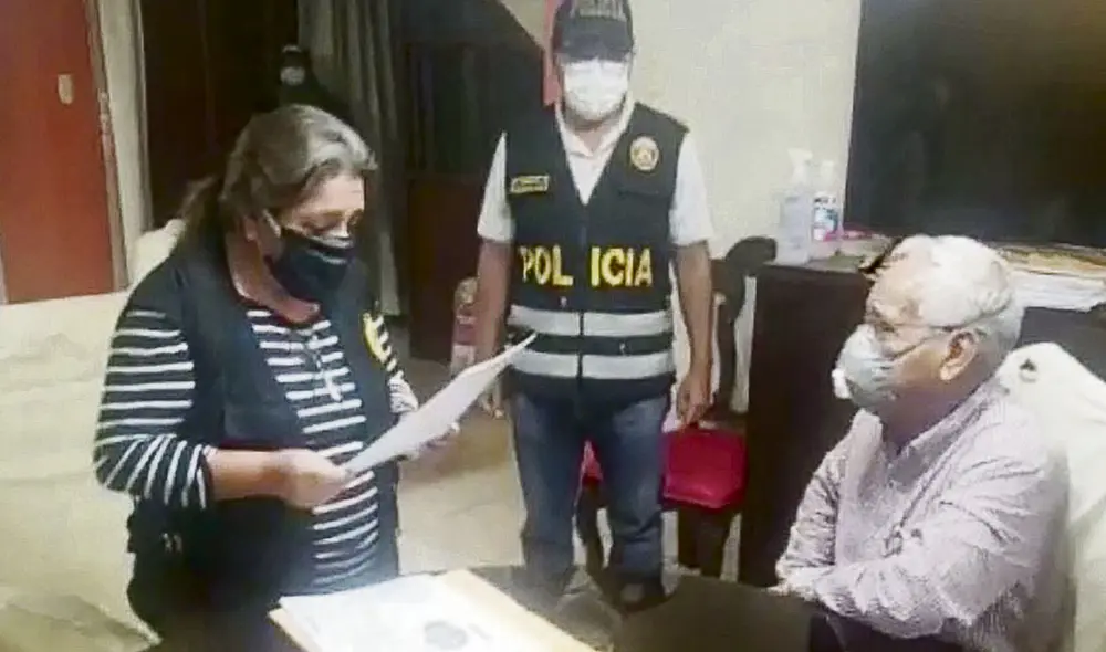 Preso. Anselmo Lozano en el preciso instante en que es detenido por la Policía y la Fiscalía. Foto: difusión