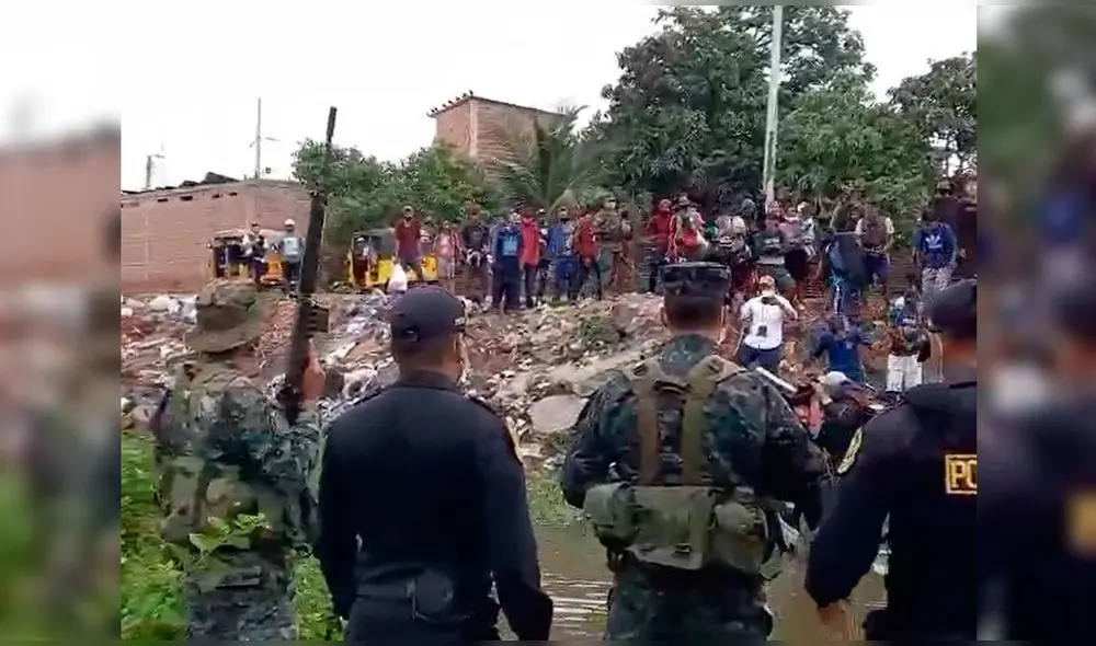 Efectivos evitaron la confrontación, pero indicaron que usarían la fuerza en caso continúen los intentos. Foto: captura de video