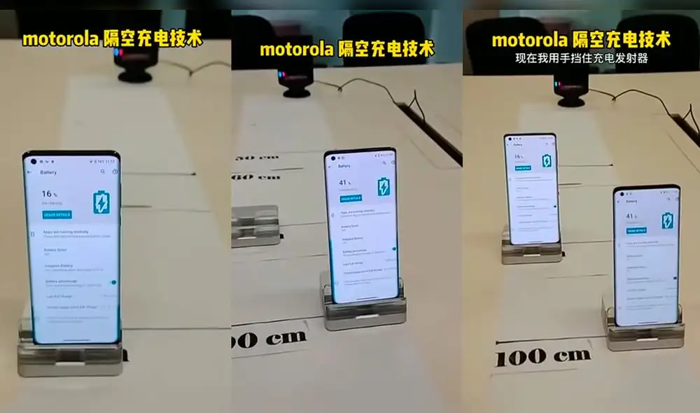 Este cargador inalámbrico a distancia recibiría el nombre de Motorolaone Hyper y sería capaz de cargar dispositivos que se encuentren a un metro de él. Foto captura YouTube