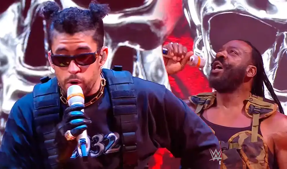 Bad Bunny y Booker T juntos en el WWE ThunderDome. Foto: captura/YouTube