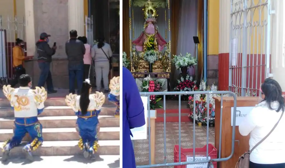 Fieles elevan sus súplicas y alabanzas a la Virgen de la Candelaria. Foto: Andina Fieles elevan sus súplicas y alabanzas a la Virgen de la Candelaria. Foto: Andina