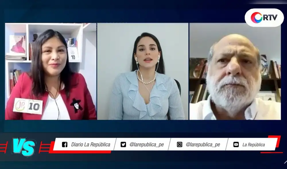 Grace Baquerizo de Juntos por el Perú y Daniel Abugattás del partido Alianza para el Progreso debate en #VersusElectoral. Foto: captura