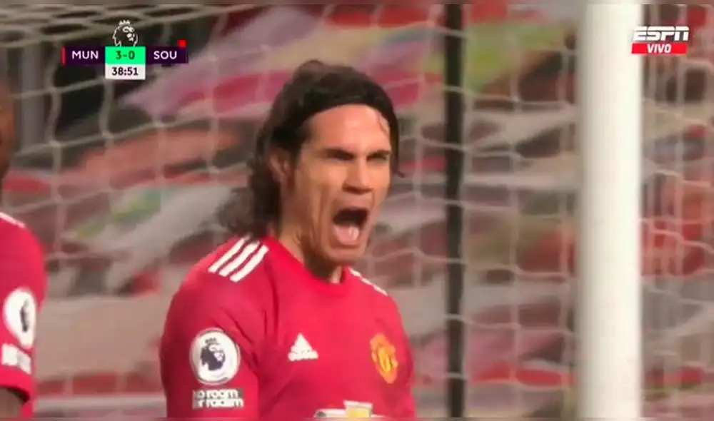 El 'Matador' anotó su primer gol en Old Trafford. Foto: captura/ESPN