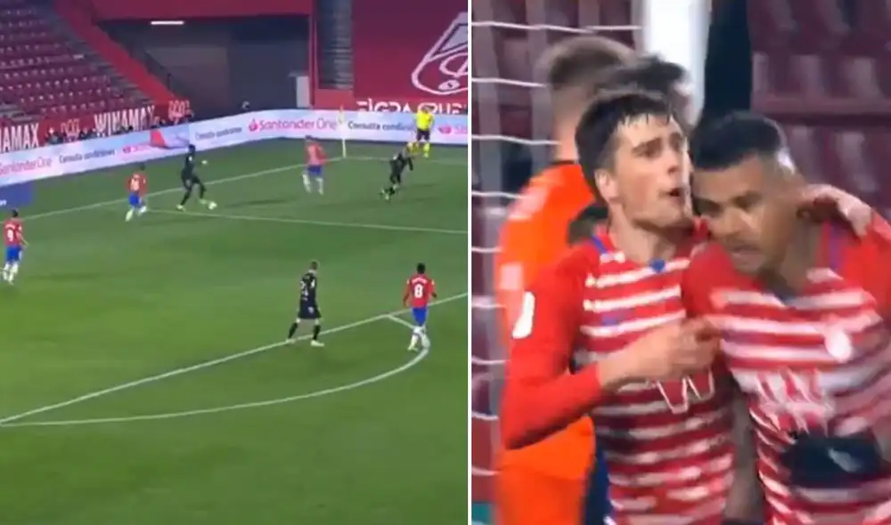 Samuel Umtiti cometió un blooper que terminó en gol del Granada. Foto: captura/DirecTV