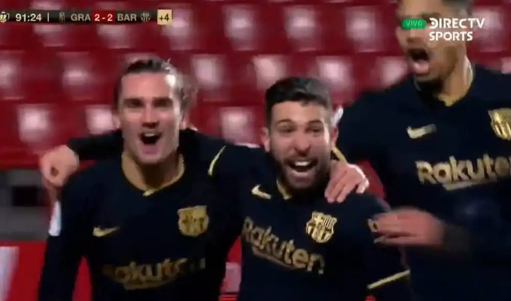 Antoine Griezmann y Jordi Alba le dieron el agónico empate al Barcelona. Foto: captura de TV Antoine Griezmann y Jordi Alba le dieron el agónico empate al Barcelona. Foto: captura de TV