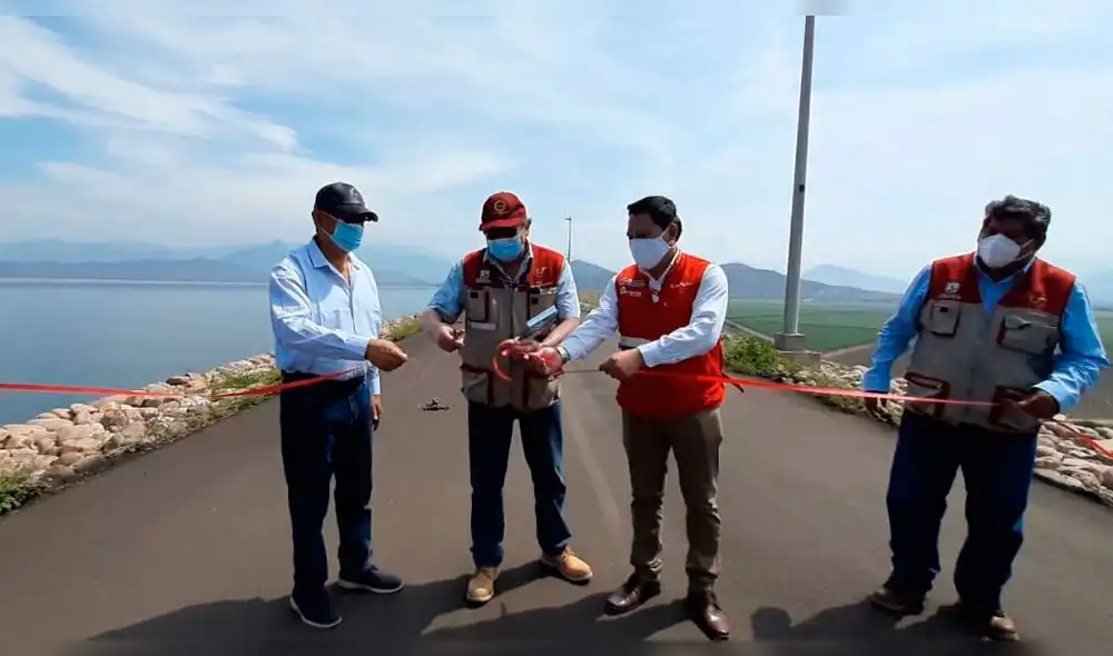 Inauguración de la carpeta asfáltica del dique de la represa Tinajones. Foto: ARCC