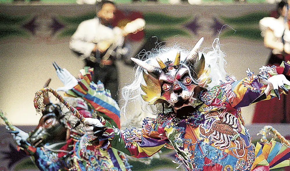 Fuerza y belleza. Un personaje de “Retablo”, obra del elenco nacional de Folclore. Foto: difusión Fuerza y belleza. Un personaje de “Retablo”, obra del elenco nacional de Folclore. Foto: difusión