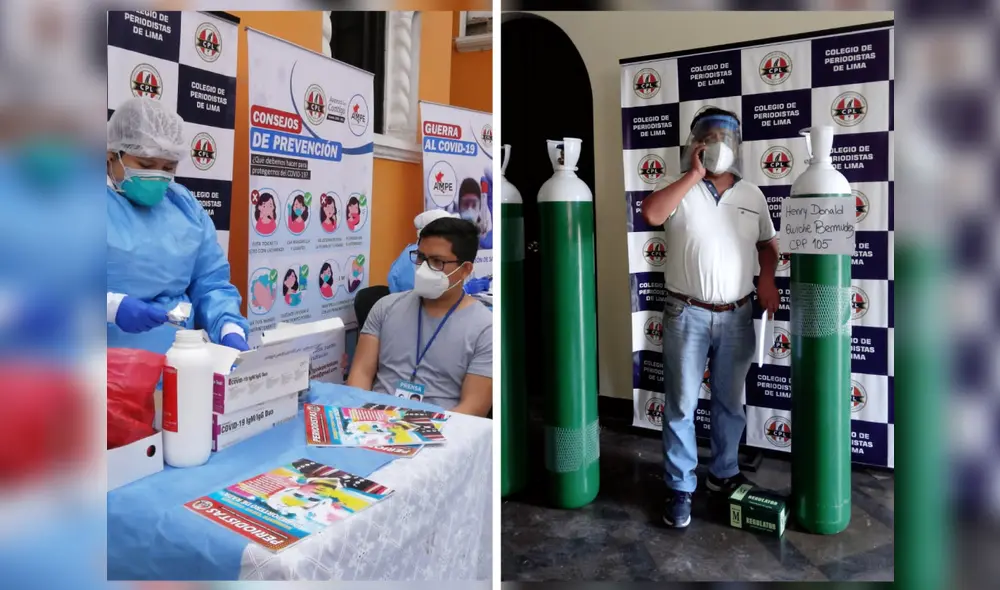 Los periodistas, junto a sus familiares, pudieron acceder a pruebas moleculares, oxígeno medicinal y un subsidio económico. Crédito: Colegio de Periodistas de Lima