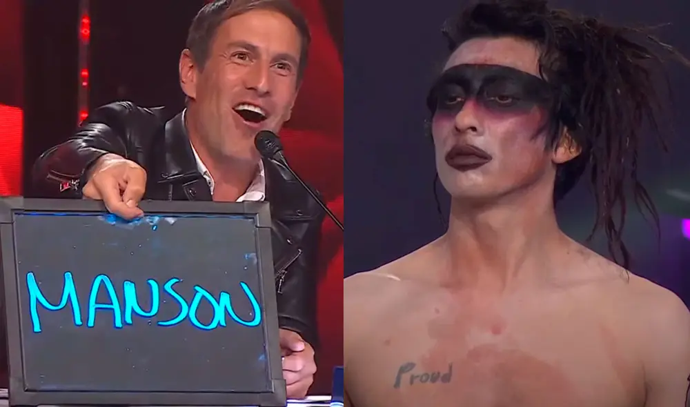 Mike Bravo, imitador de Marilyn Manson, volvió a sorprender al jurado de Yo soy, grandes batallas. Foto: capturas Latina Mike Bravo, imitador de Marilyn Manson, volvió a sorprender al jurado de Yo soy, grandes batallas. Foto: capturas Latina