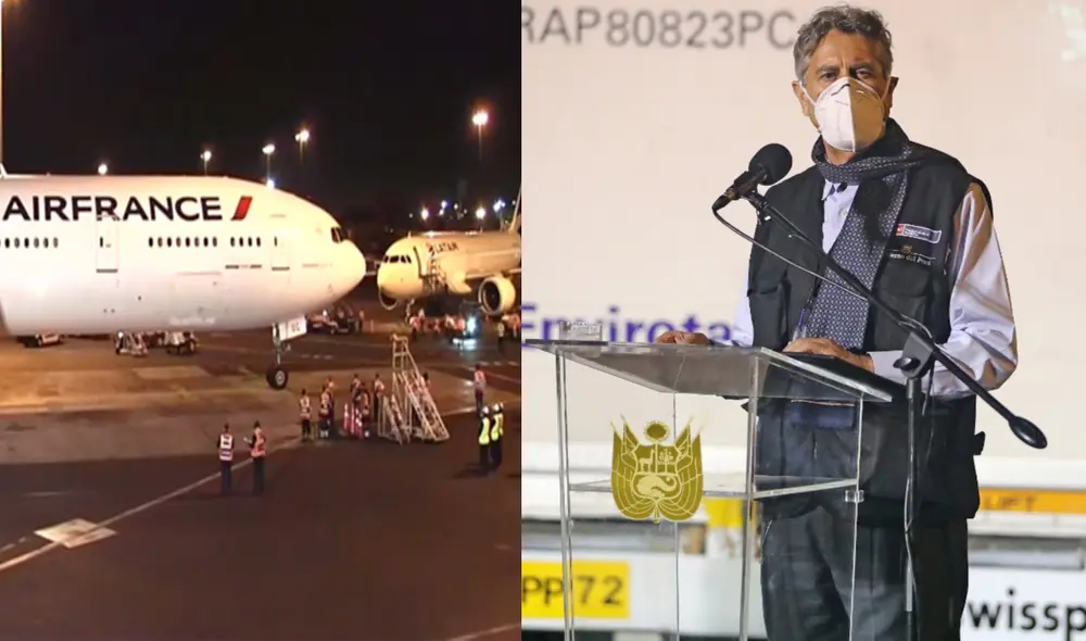 Presidente Francisco Sagasti supervisó la llegada de los enviroteiners con las vacunas. Foto: captura TV Perú/Presidencia