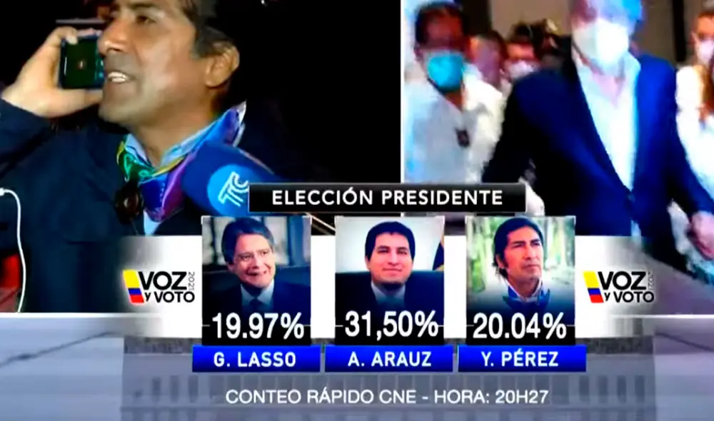 Sobre el segundo lugar, con esta primera información del CNE, hay un empate técnico, por la cercanía de los resultados. Foto: captura / TC Sobre el segundo lugar, con esta primera información del CNE, hay un empate técnico, por la cercanía de los resultados. Foto: captura / TC