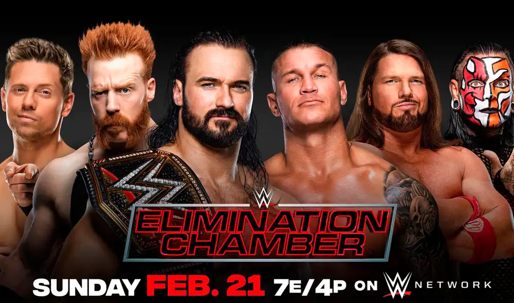 The Miz, Sheamus, Drew McIntyre, Randy Orton, AJ Styles y Jeff Hardy lucharán en WWE Elimination Chamber 2021. Foto: WWE