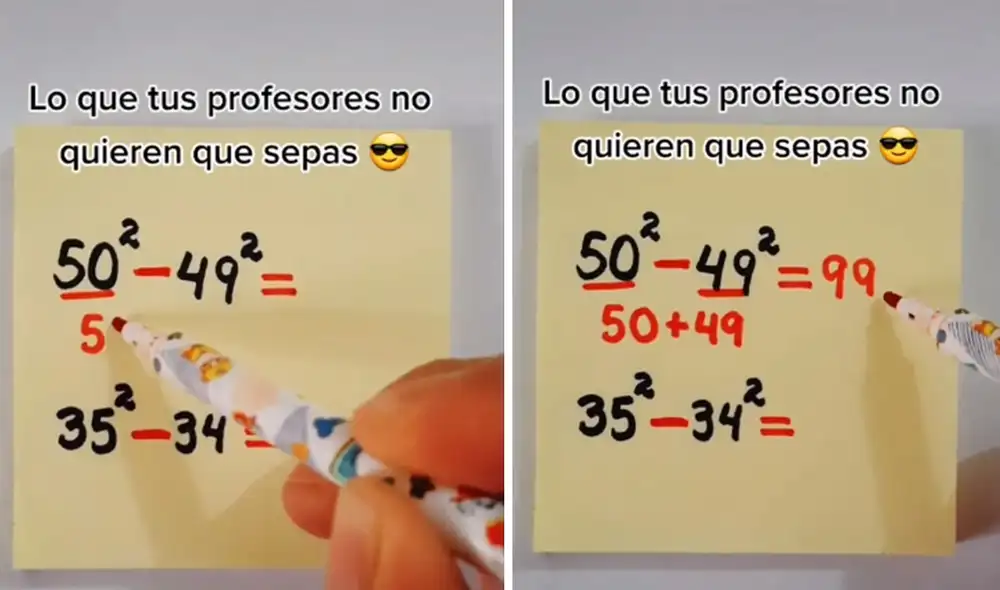 Si eres de los que 'sufría' para resolver estos ejercicios, con este infalible método podrás hacerlo sin problemas. Foto: captura de TikTok