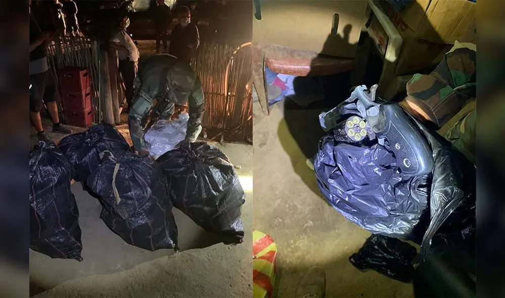 Agentes de Dirandro también encontraron un arma de fuefo y municiones. Foto: La República Agentes de Dirandro también encontraron un arma de fuefo y municiones. Foto: La República